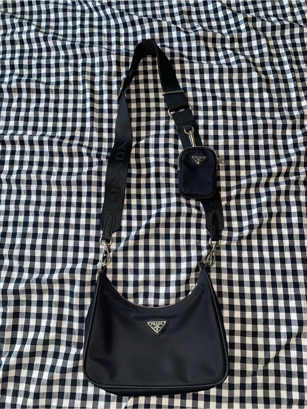 Prada Black Nylon Crossbody with Detachable Logo Strap Pouch